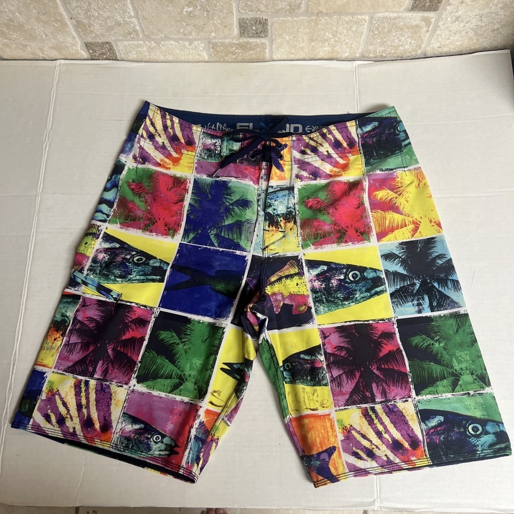 Salt Life SLX -QD Board Shorts  32‎ Men's Colorful Beach Fishing Stretch